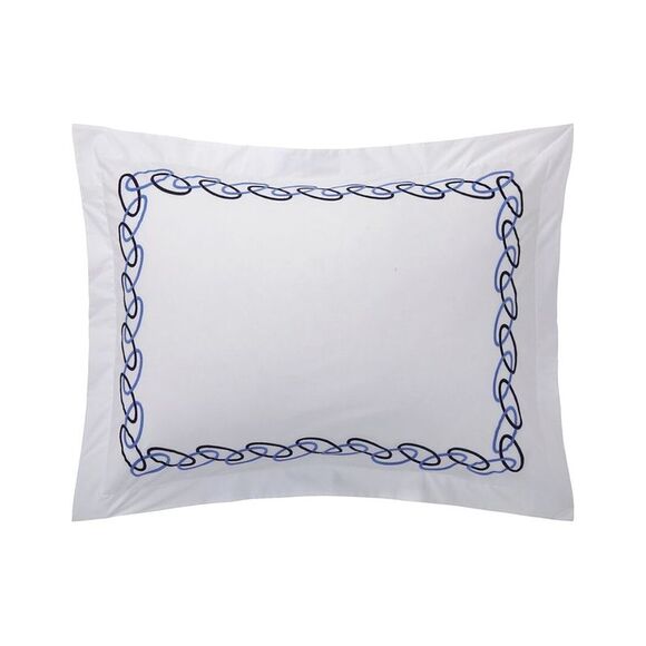 Yves Delorme 200 Thread Count Taormina Sham, Blue - Picture 1 of 2